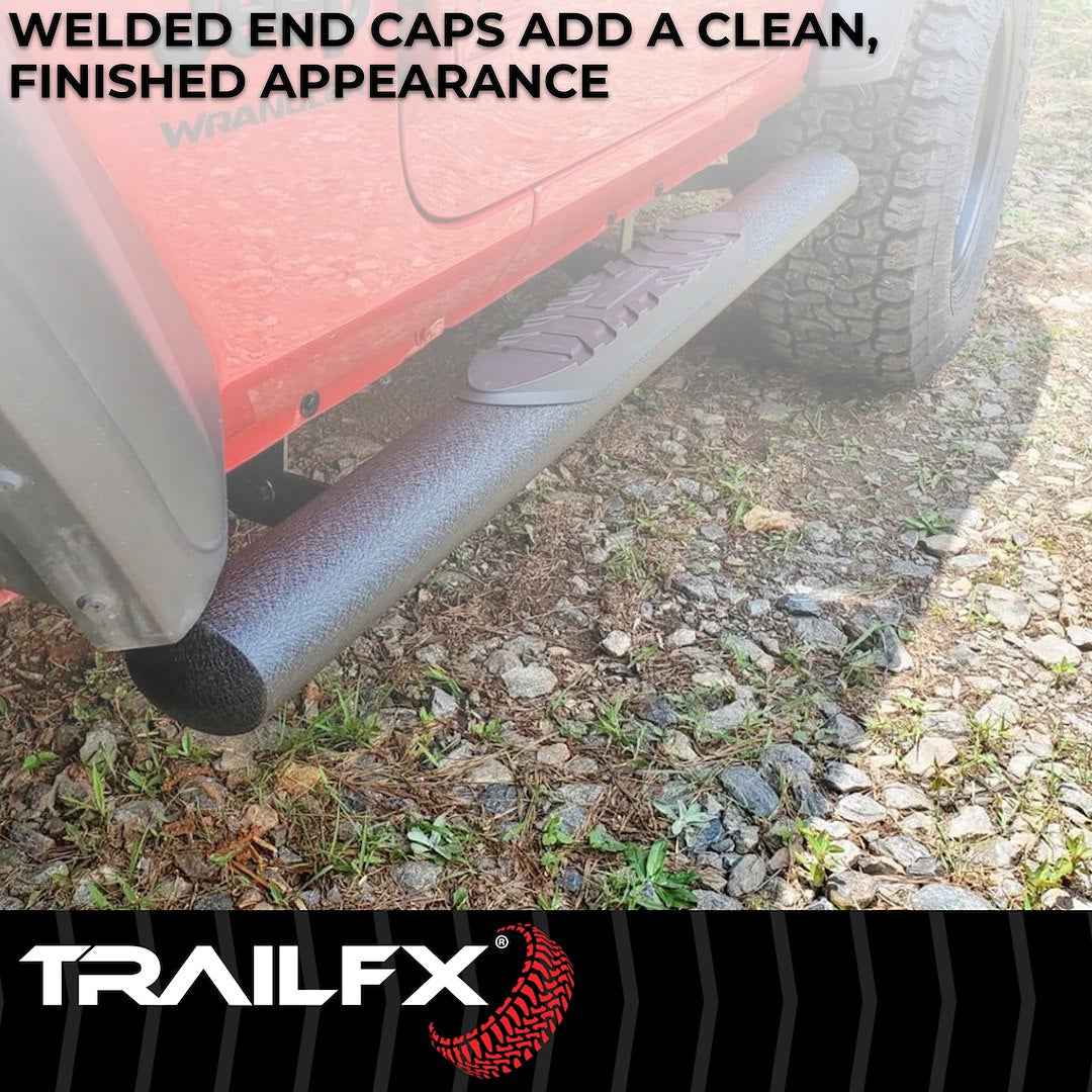 TrailFX A1545T 4 in Oval Nerf Step Bars - Black, 300 lb