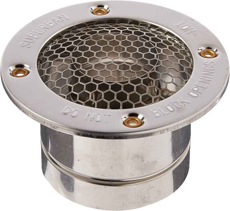 Suburban 3" Round Wall Vent – Metal, Silver | For RV Water Heaters | 2–3" Wall - 261618