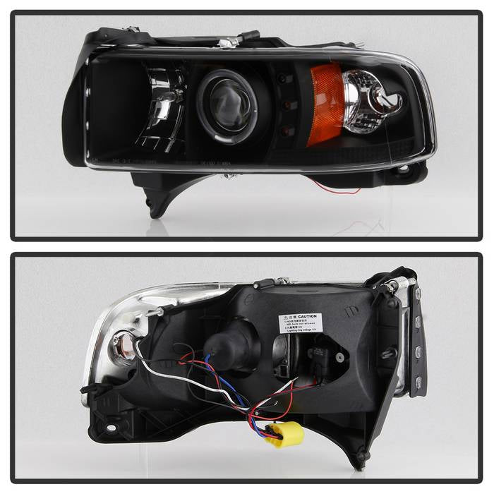 Spyder 5010087 Black Halo Halogen Headlight for 94-00 Ram