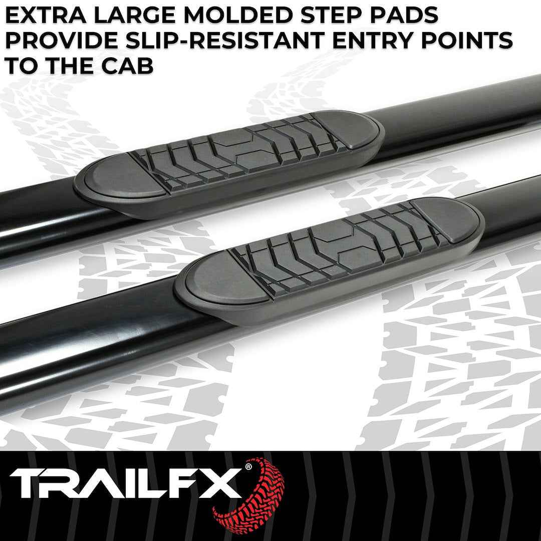 TrailFX A7001B 5 in Oval Nerf Step Bars - Black, 300 lb