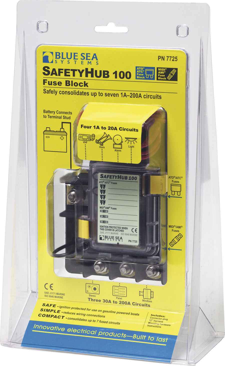 Blue Sea 7725-BSS SafetyHub 100 Fuse Block - 7 Circuits