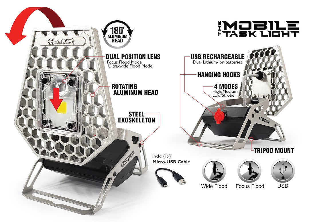 STKR Concepts 00173 Mobile Task Light, 1,200 Lumens
