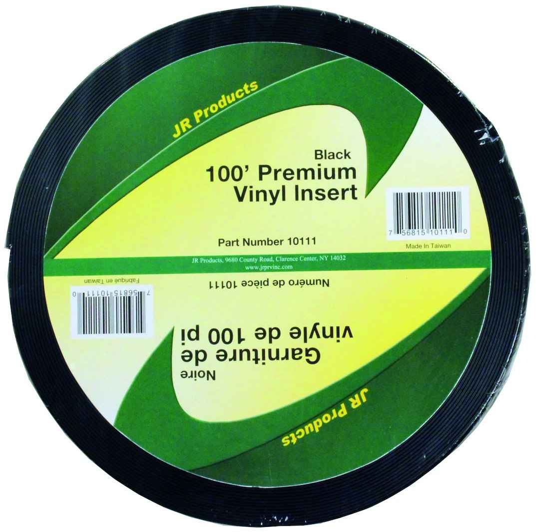 JR Products 10111 Vinyl Trim Insert - 1 in x 100 ft, Black