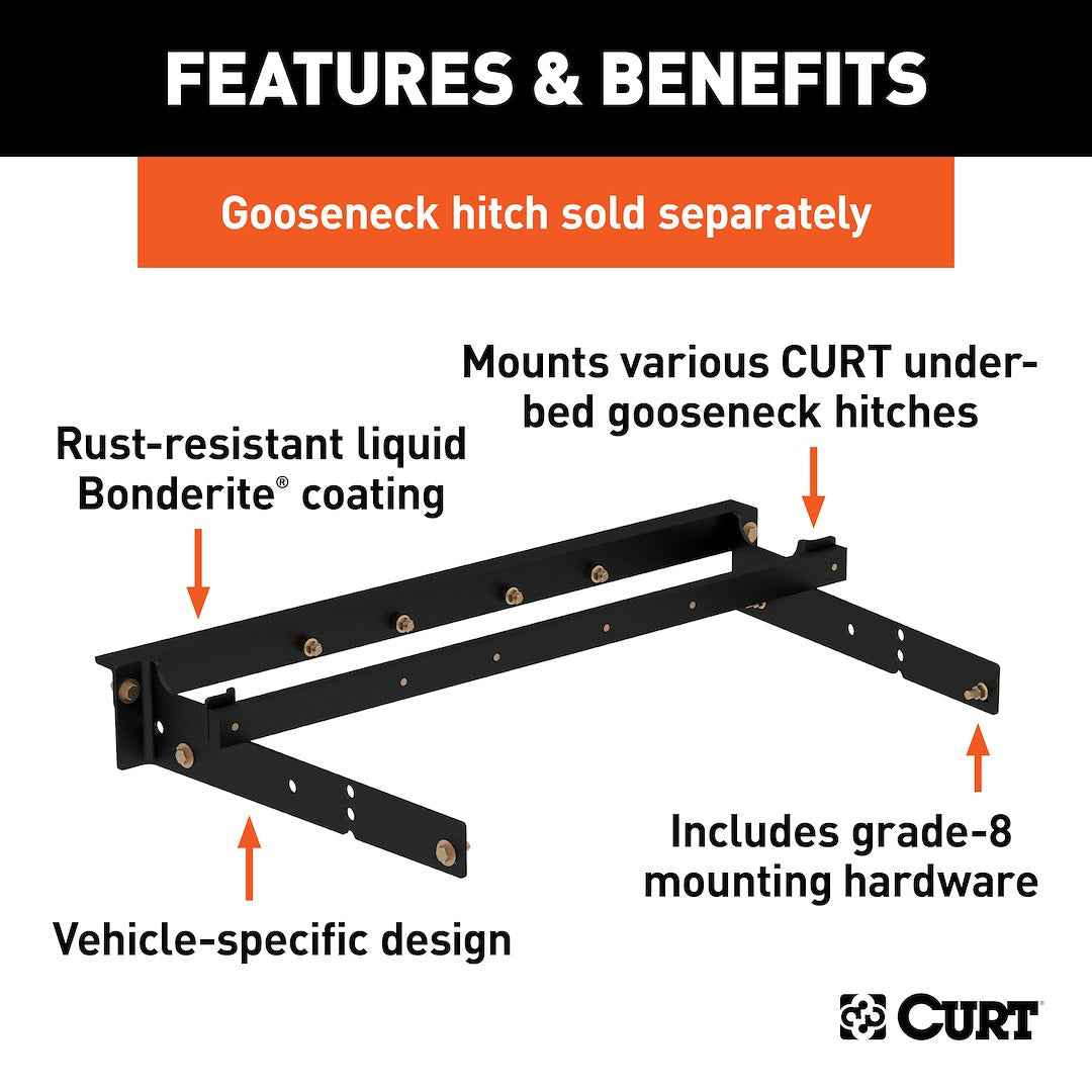 CURT 60631 Gooseneck Trailer Hitch Rail