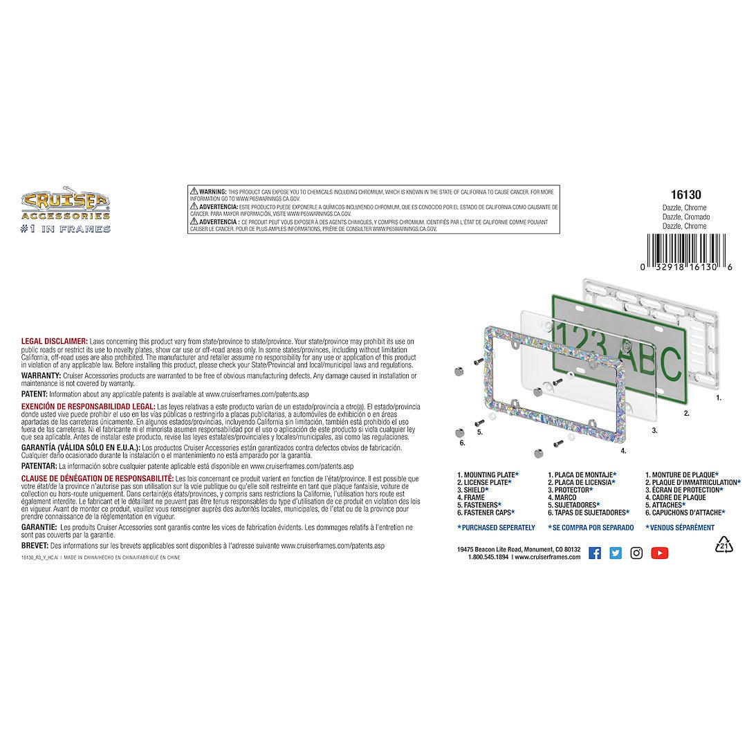 Cruiser 16130 Dazzle Chrome License Plate Frame - image 4