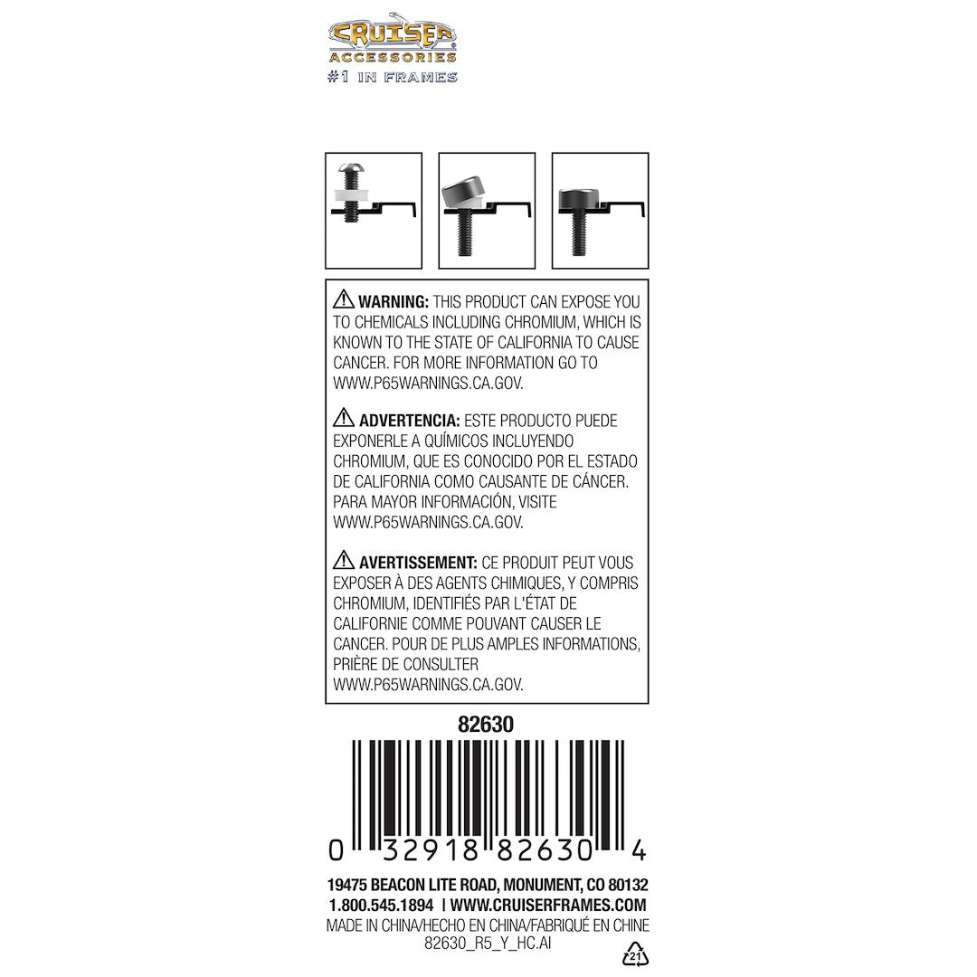 Cruiser License Plate Mounting Hardware (82630) – Material: Plastic