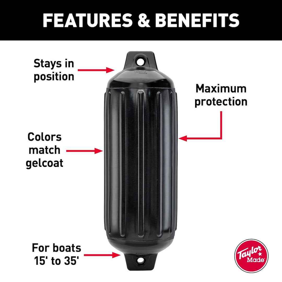 Taylor Made 952824 8-1/2 x 26 in Boat Fender - Black
