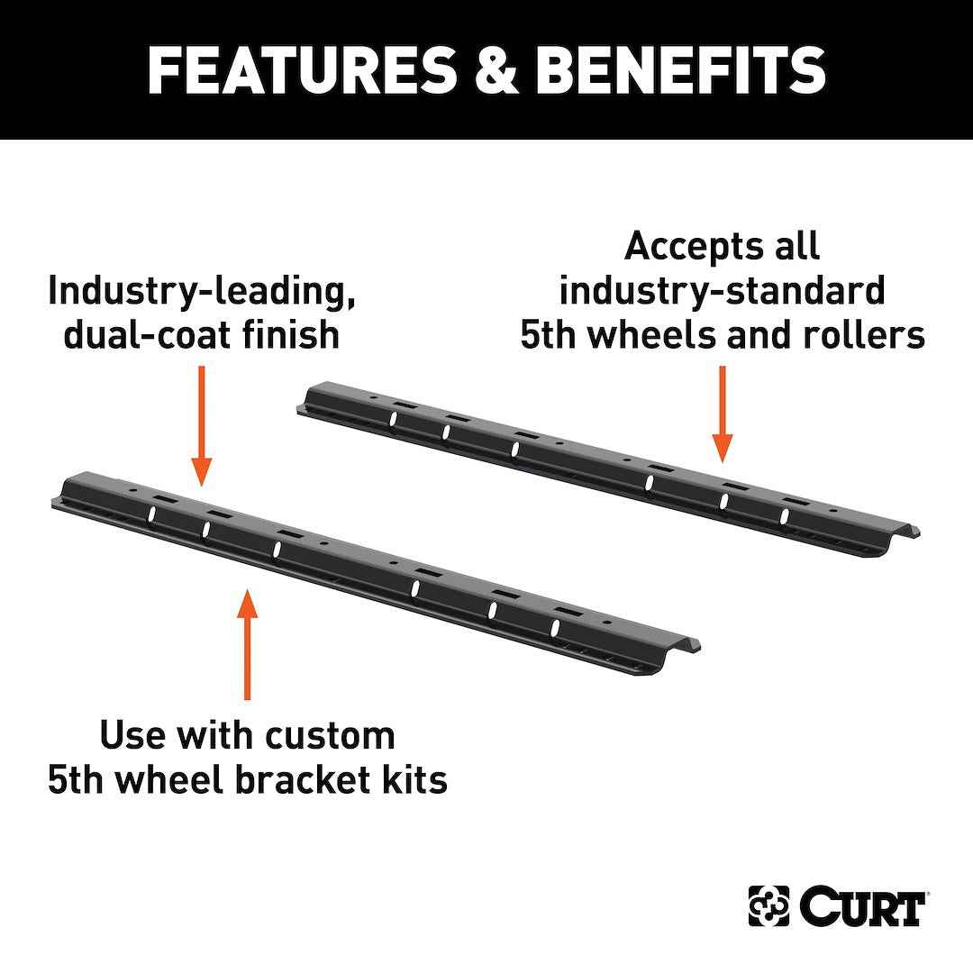 CURT 16204 25K 5th-Wheel Base Rails - Carbide Black