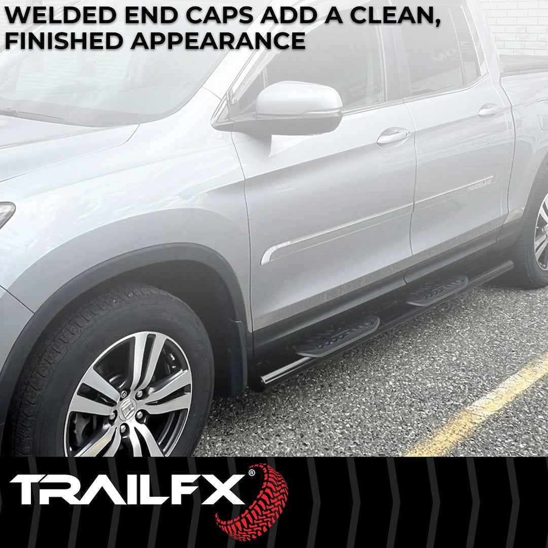 TrailFX 2930347993 4 in Oval Nerf Step Bars - Black, 300 lb