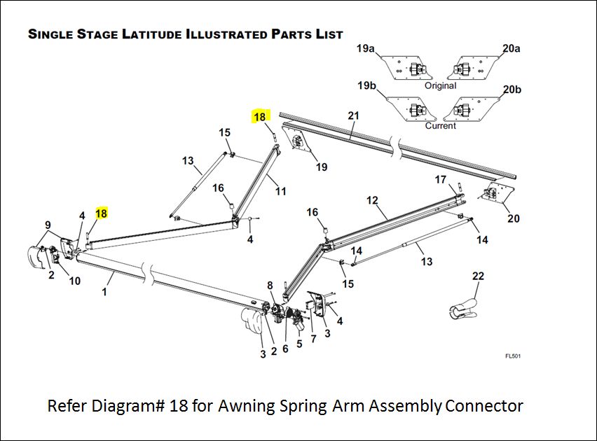 Carefree RV Awning Arm Mounting Hardware (R001791)