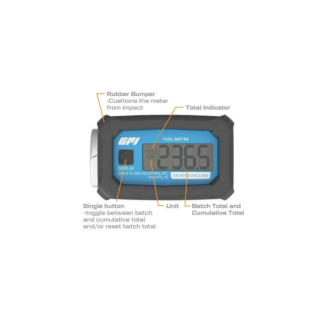 GPI 113255-1 Digital Fuel Flow Meter - 3–30 GPM