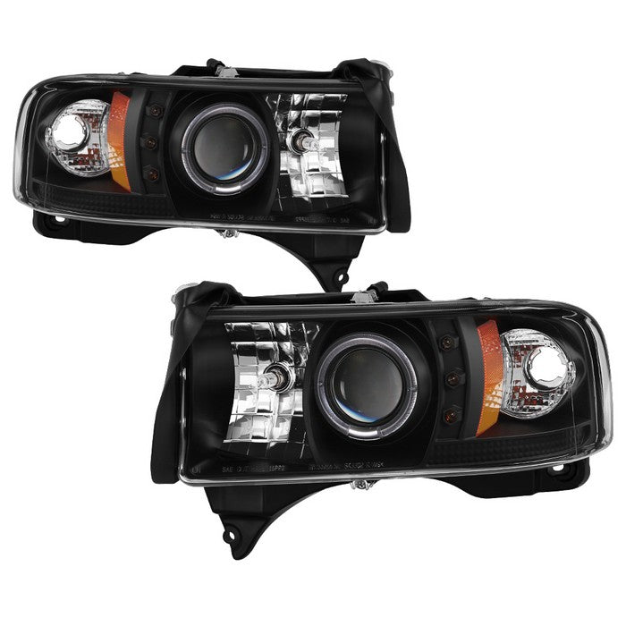 Spyder 5010087 Black Halo Halogen Headlight for 94-00 Ram