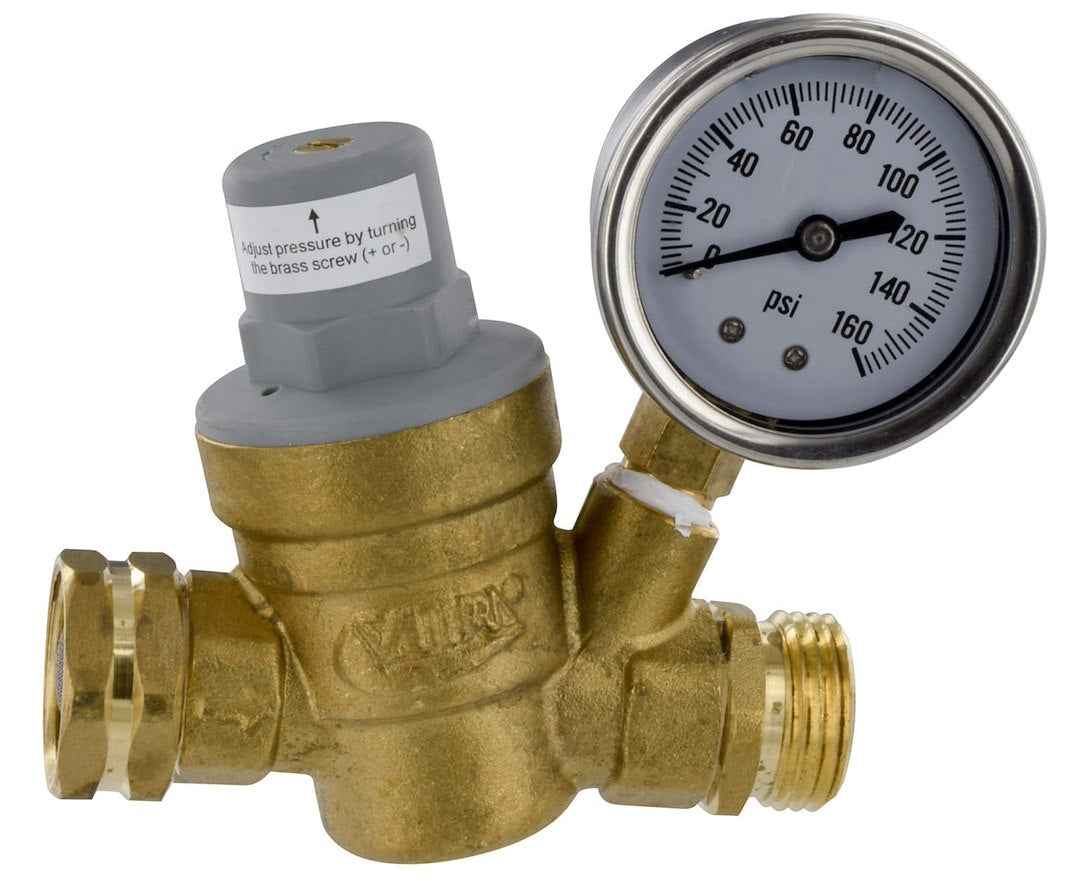 Valterra A01-1117VP Adjustable RV Water Pressure Regulator with Gauge