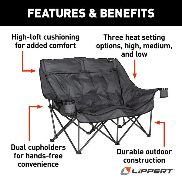 Lippert 2024043335 Folding Loveseat - 600 lb, Dark Gray