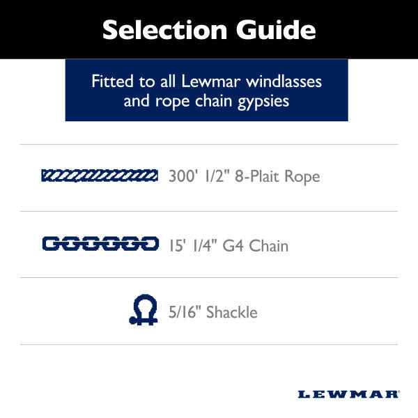 Lewmar M15HT300PX Rope-to-Chain Anchor Rode - 1/2 in x 300 ft