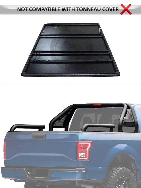 Black Horse Offroad GLRB-01B Tubular Powder Coated Steel Truck Bed Bar - image 11
