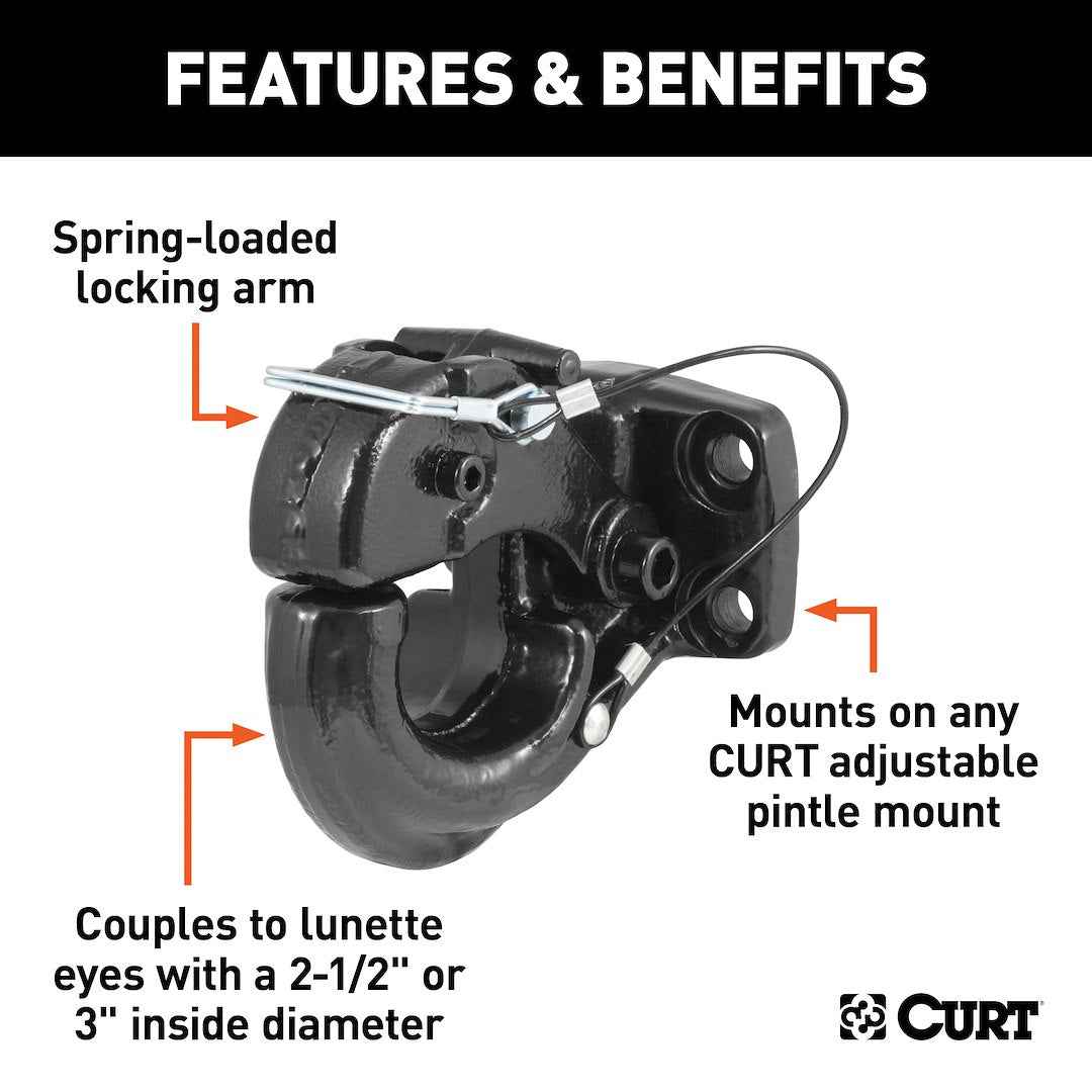 CURT 48215 Pintle Hook - Plate, 30000 lb