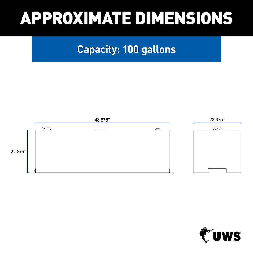 UWS TT-100-RT-T-P 100 Gallon Aluminum Diesel Transfer Tank