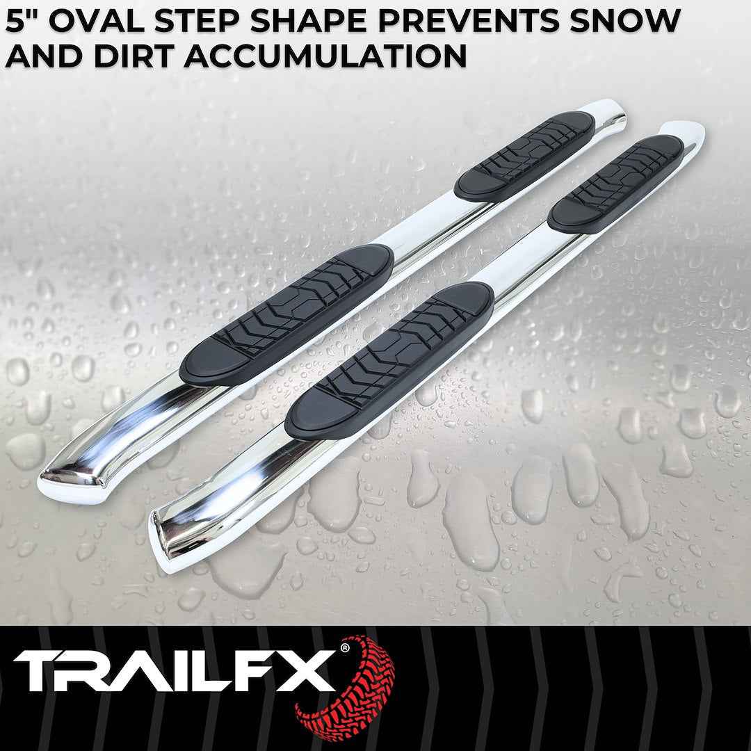 TrailFX A7073S 5 in Oval Nerf Step Bars - Stainless, 300 lb