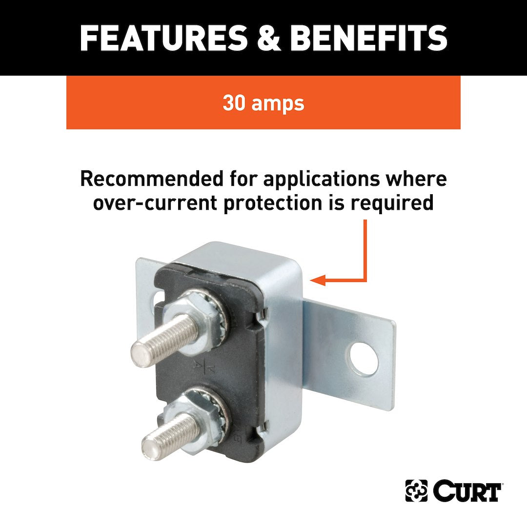 CURT 30 Amp Circuit Breaker 58361 – Reset Type: Manual