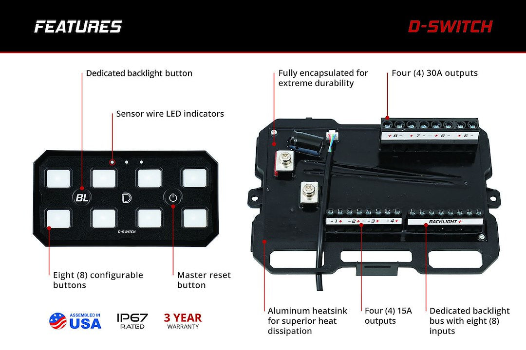 Diode Dynamics DD8373 D-Switch Eight-Channel Panel