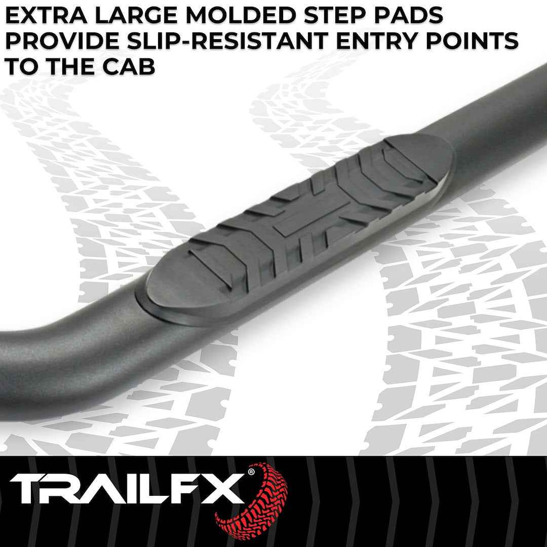 TrailFX A1013B 4 in Oval Nerf Step Bars - Black, 300 lb