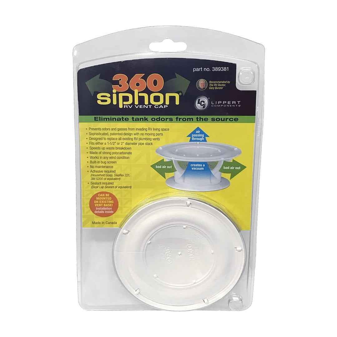 Lippert 389381 RV Sewer Roof Vent with Cap - White