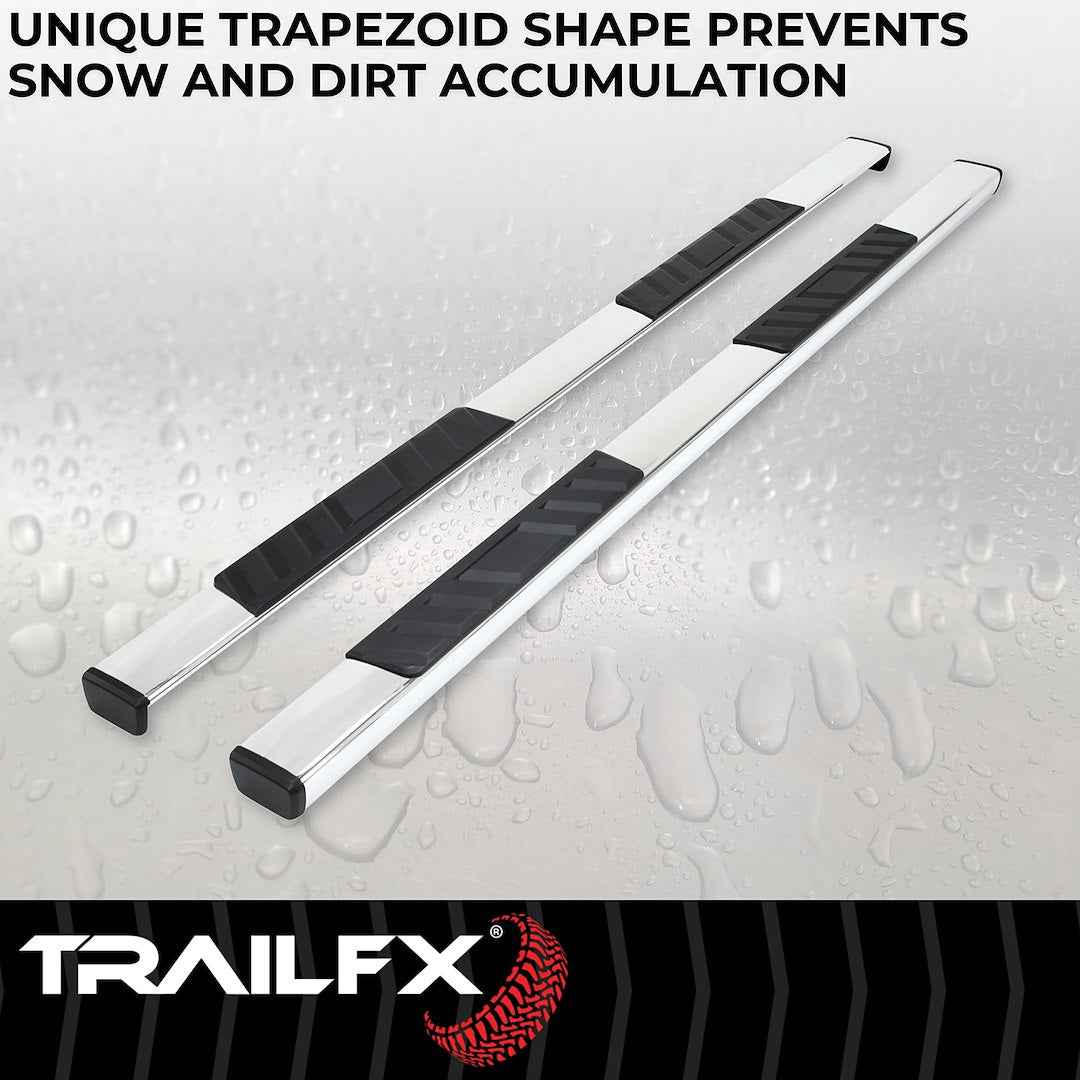 TrailFX A4015S 4 in Trapezoidal Nerf Step Bars - Stainless, 300 lb