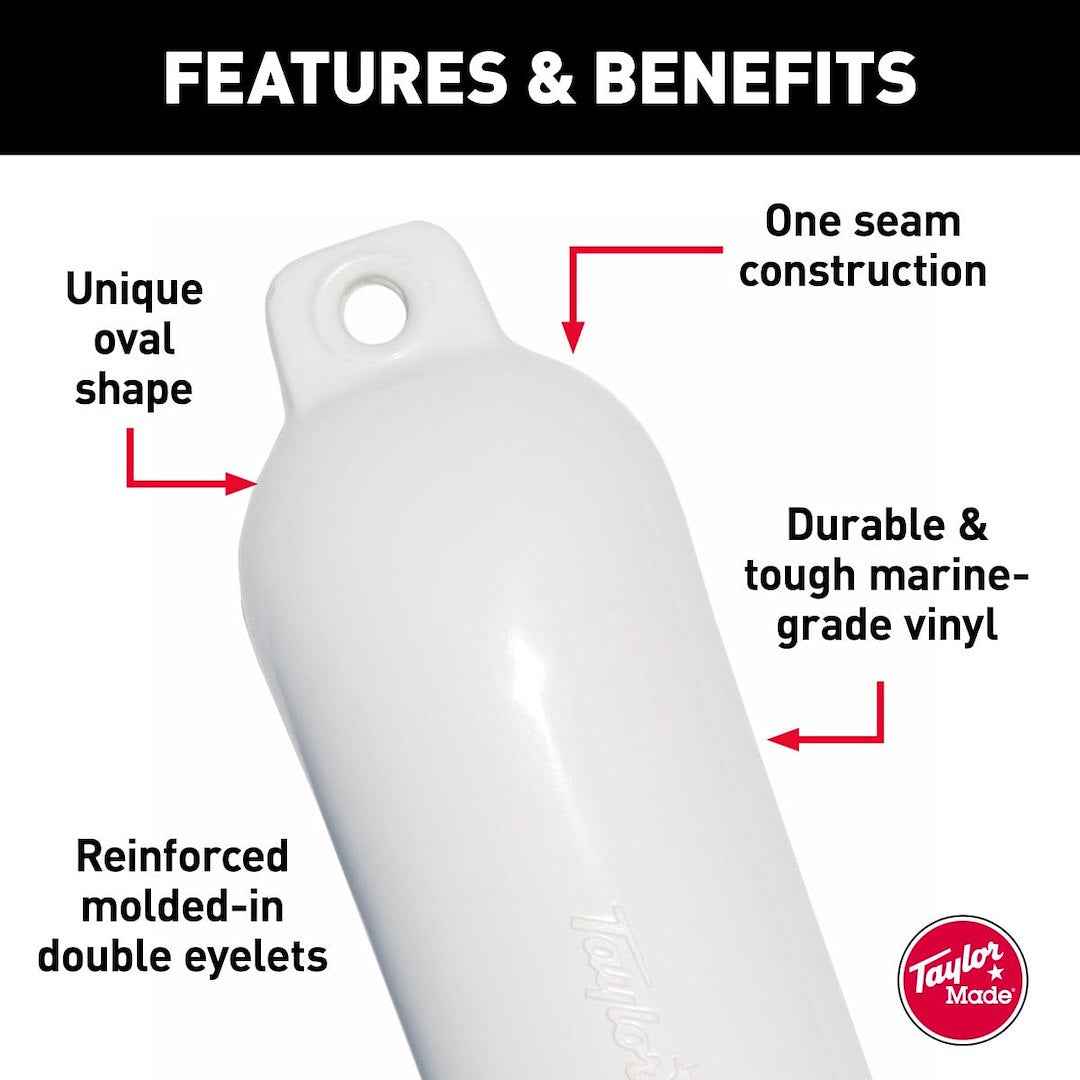 Taylor Made 1022 5-1/2 x 20 in Boat Fender - White