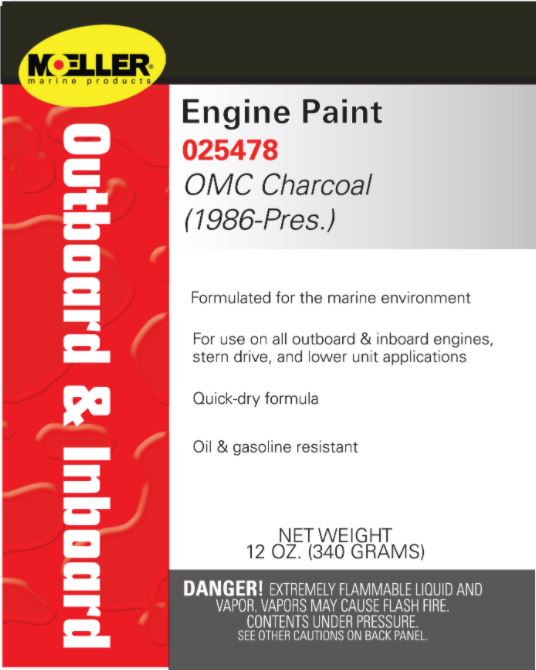 MOELLER Marine Products 12 Ounce OMC Charcoal Engine Paint (025478)