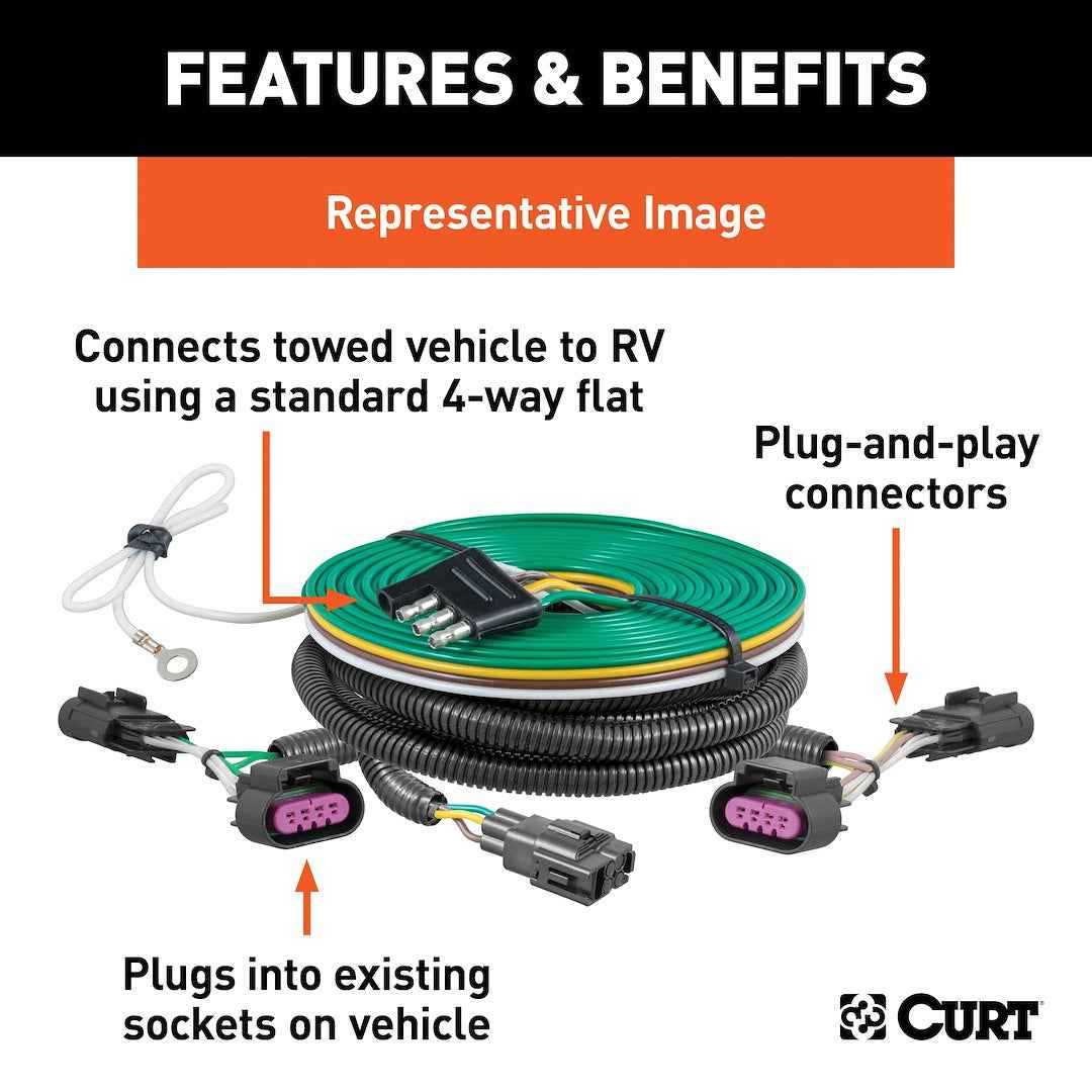 CURT 58964 Towed Vehicle Wiring Kit - Plug-And-Play