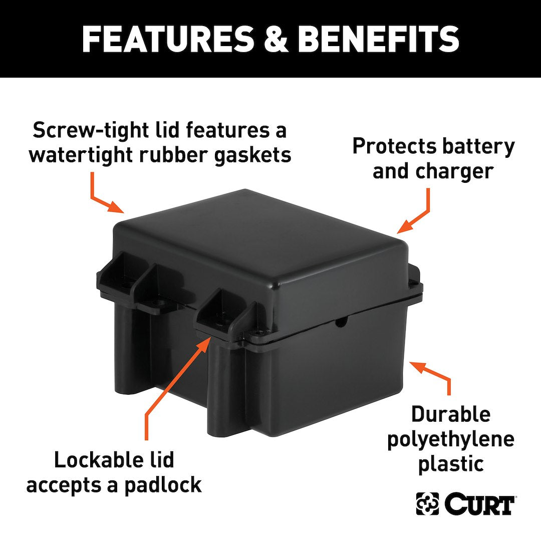 CURT Trailer Breakaway System Battery Box (52027) – Material: Plastic