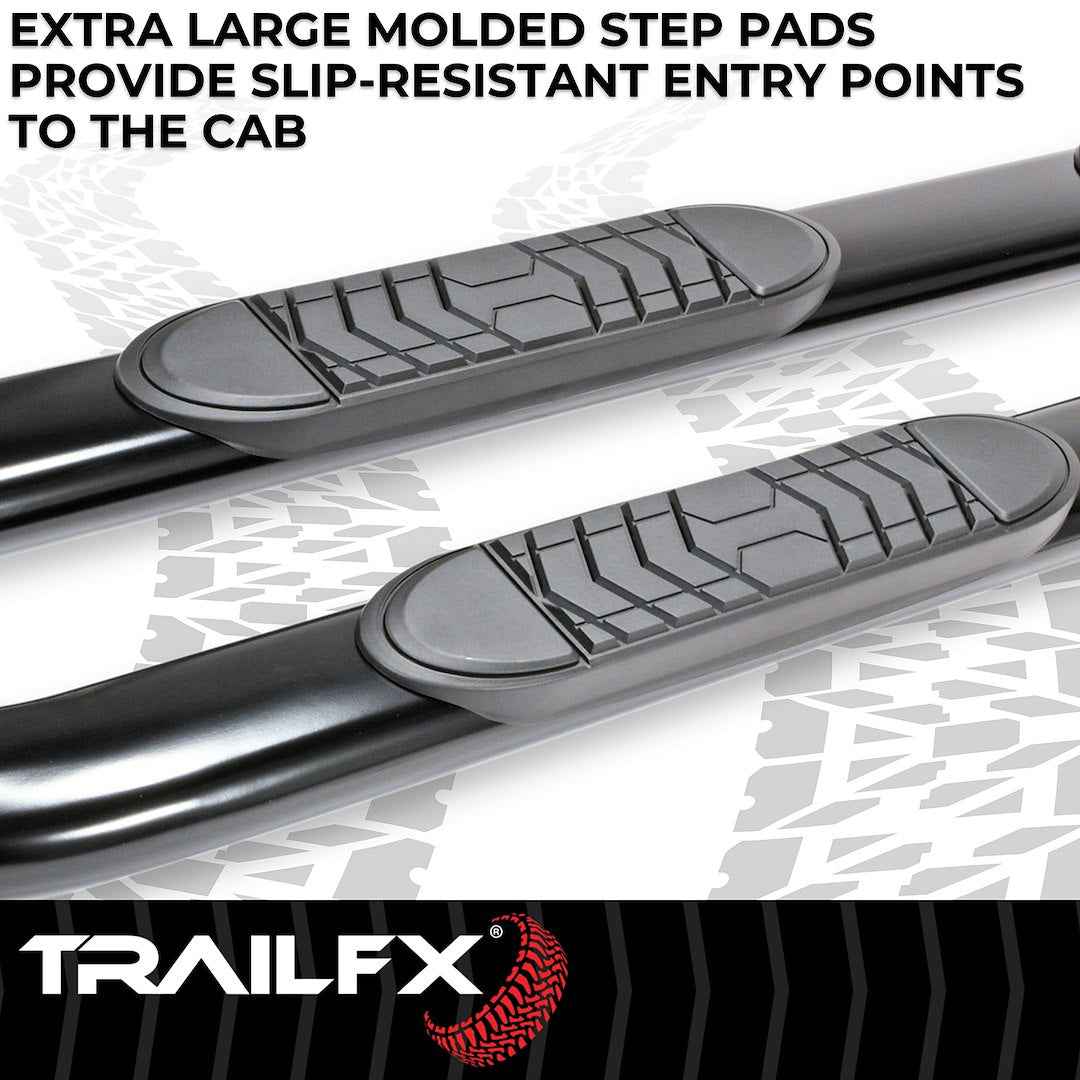 TrailFX A7081B 5 in Oval Nerf Step Bars - Black, 300 lb