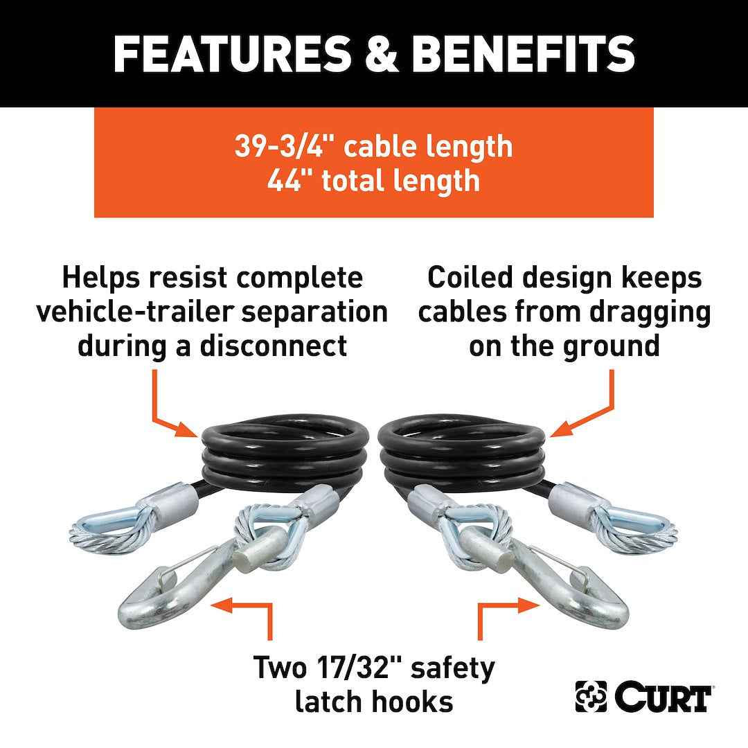 CURT 80176 Trailer Safety Cable - Set Of 2