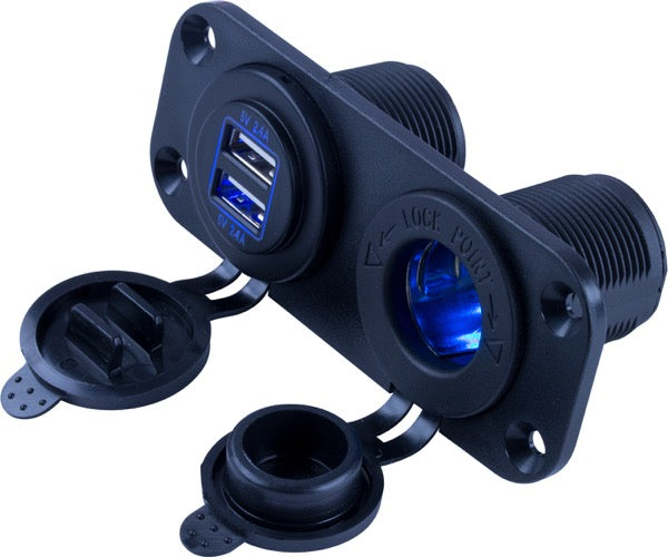 Sea Dog 426505-1 USB and 12V Power Socket Panel