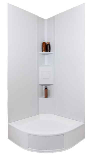 Icon 15227 72" x 27" RV Neo Angle Shower Surround – 2-Piece (45° Corner)