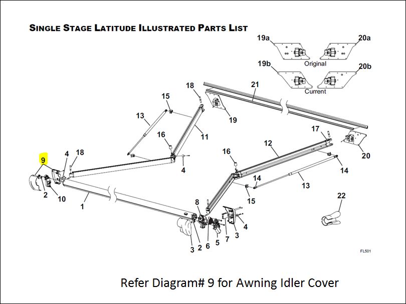 Carefree Rv R001785-005 Awning Idler Head Cover