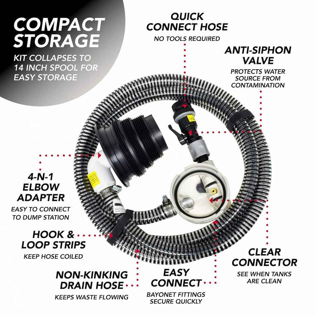 Valterra SS01 Water-Powered RV Macerator Dump System with Hose