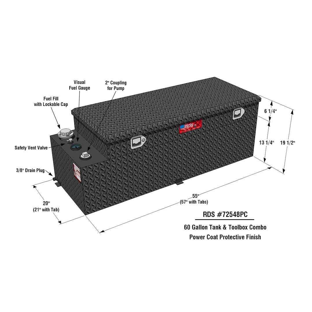 RDS Tanks 72548PC 60 Gallon Transfer Tank with Tool Box