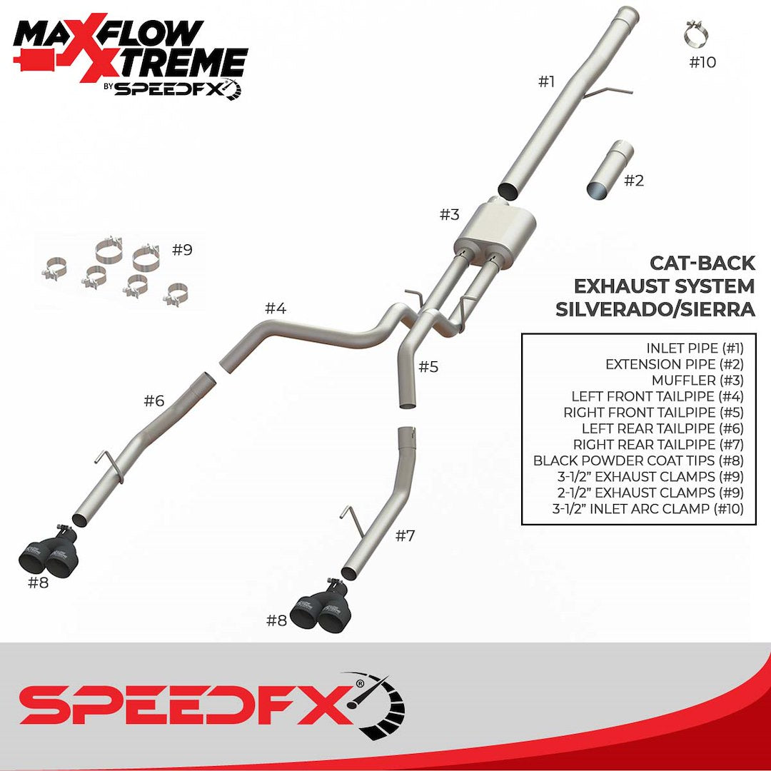SpeedFX 50102 MaxFlow Xtreme Silverado Cat-Back Exhaust