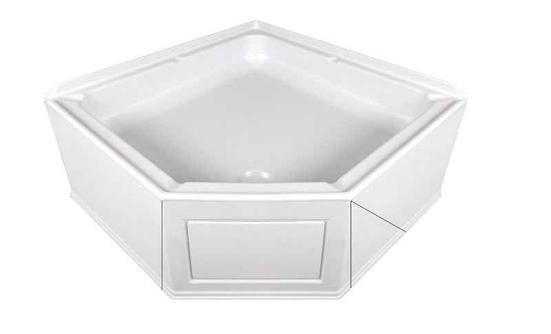 Icon 15231 Neo Angle RV Shower Pan – Polar White ABS with Center Drain