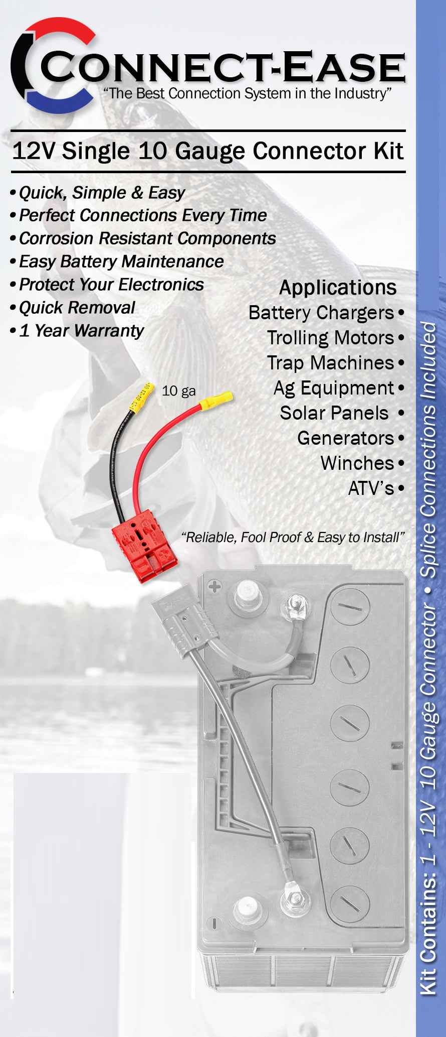 Connect-Ease RCE12VB10 50-Amp 10 AWG Battery Harness