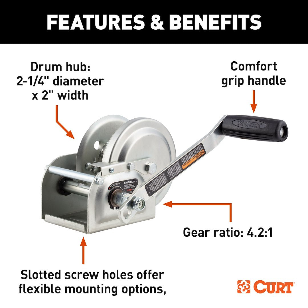 CURT 29610 1,000-Pound Manual Brake Winch - image 5