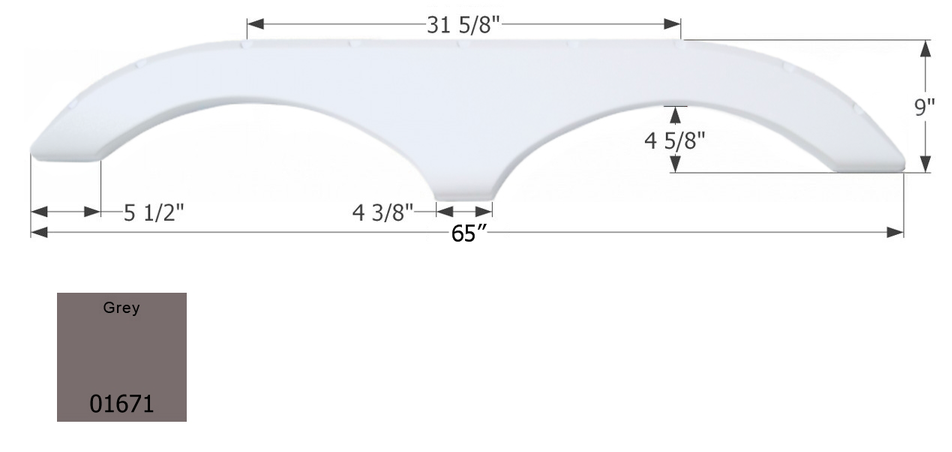 Icon 01671 RV Fender Skirt - 65 in, Gray