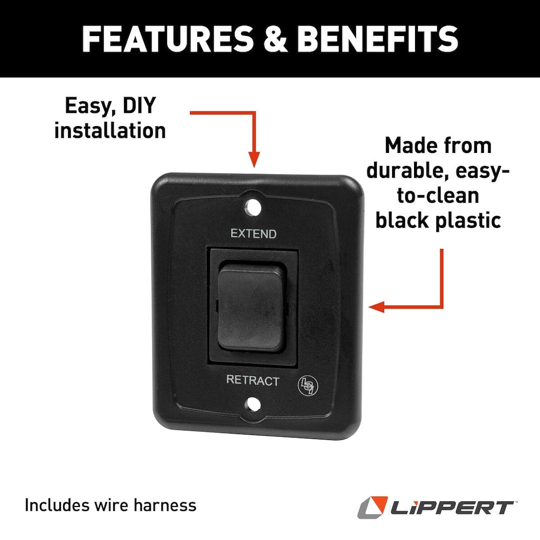 Lippert Components Awning Switch (308474) – Color: Black