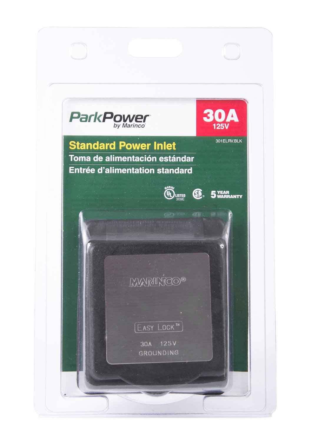 Marinco 301ELRV.BLK Power Inlet Port - Black