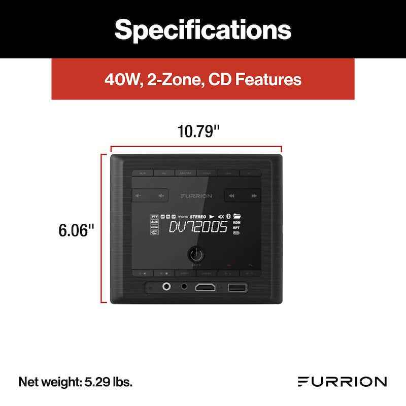 Furrion DV7200S AM/FM Bluetooth RV & Marine Stereo with 2.7" LCD