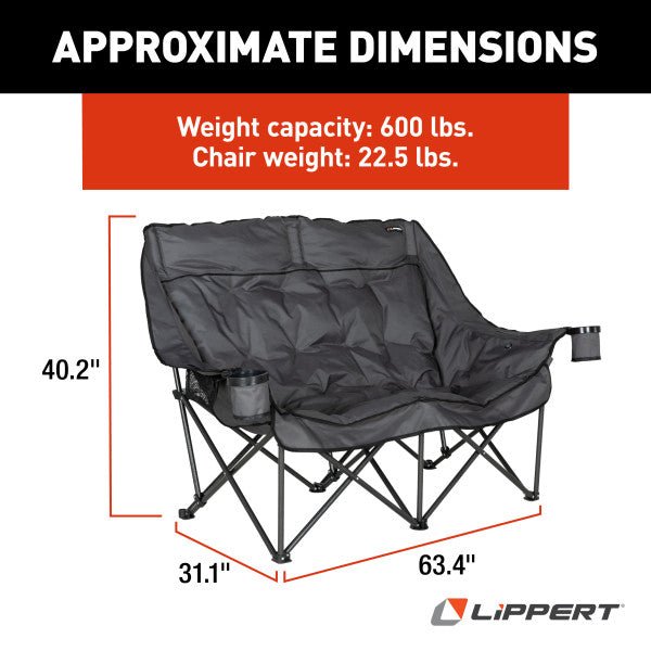 Lippert 2024043335 Folding Loveseat - 600 lb, Dark Gray