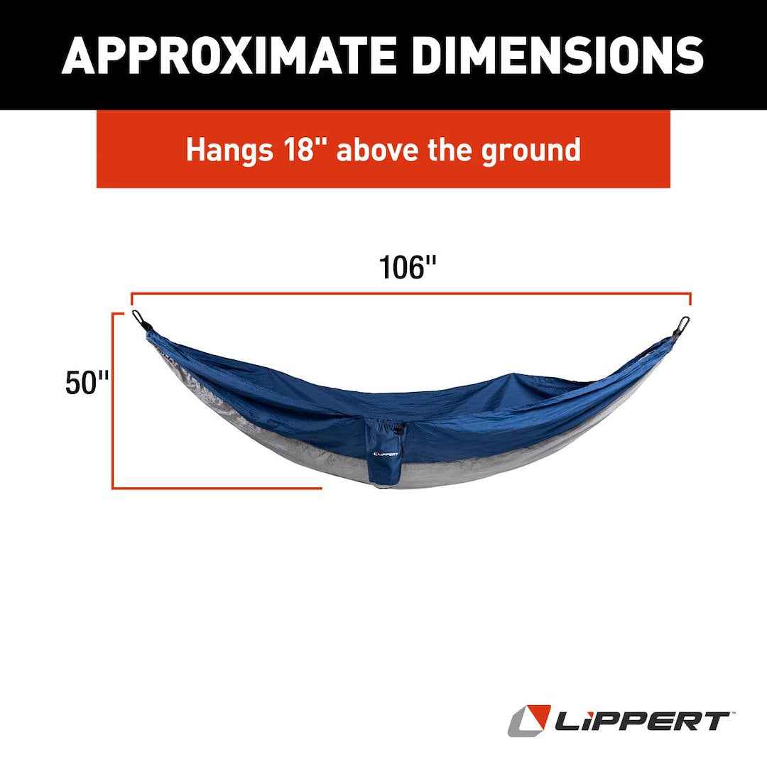 Lippert 2021123291 Camping Hammock with Tree Straps - Blue, 300 lb