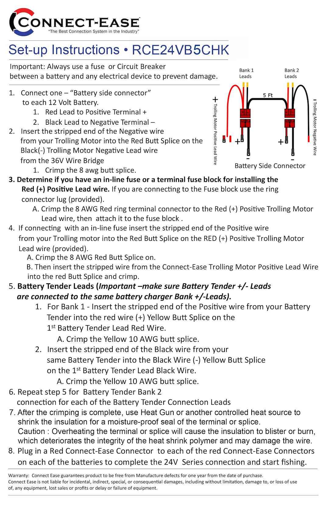 Connect-Ease RCE24VB5CHK 24V Trolling-Motor Harness